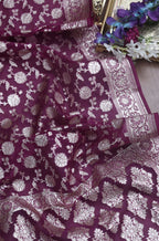 Purple Banarasi Organza Dupatta - Luxurion World