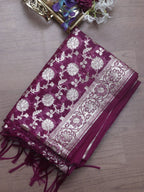 Purple Banarasi Organza Dupatta - Luxurion World