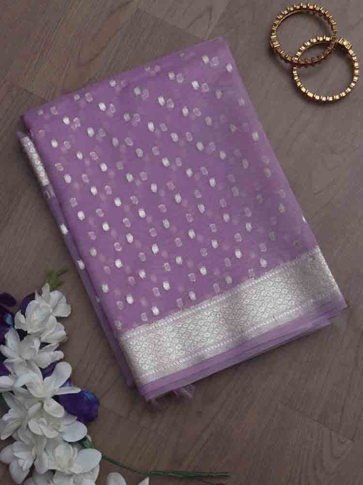 Purple Banarasi Organza Dupatta - Luxurion World