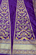 Purple Banarasi Pure Katan Silk Unstitched Lehenga Set - Luxurion World