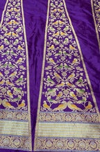 Purple Banarasi Pure Katan Silk Unstitched Lehenga Set - Luxurion World