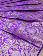 Purple Banarasi Pure Katan Silk Unstitched Lehenga Set - Luxurion World