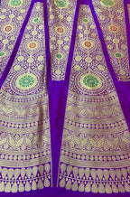 Purple Banarasi Pure Katan Silk Unstitched Lehenga Set - Luxurion World