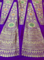 Purple Banarasi Pure Katan Silk Unstitched Lehenga Set - Luxurion World