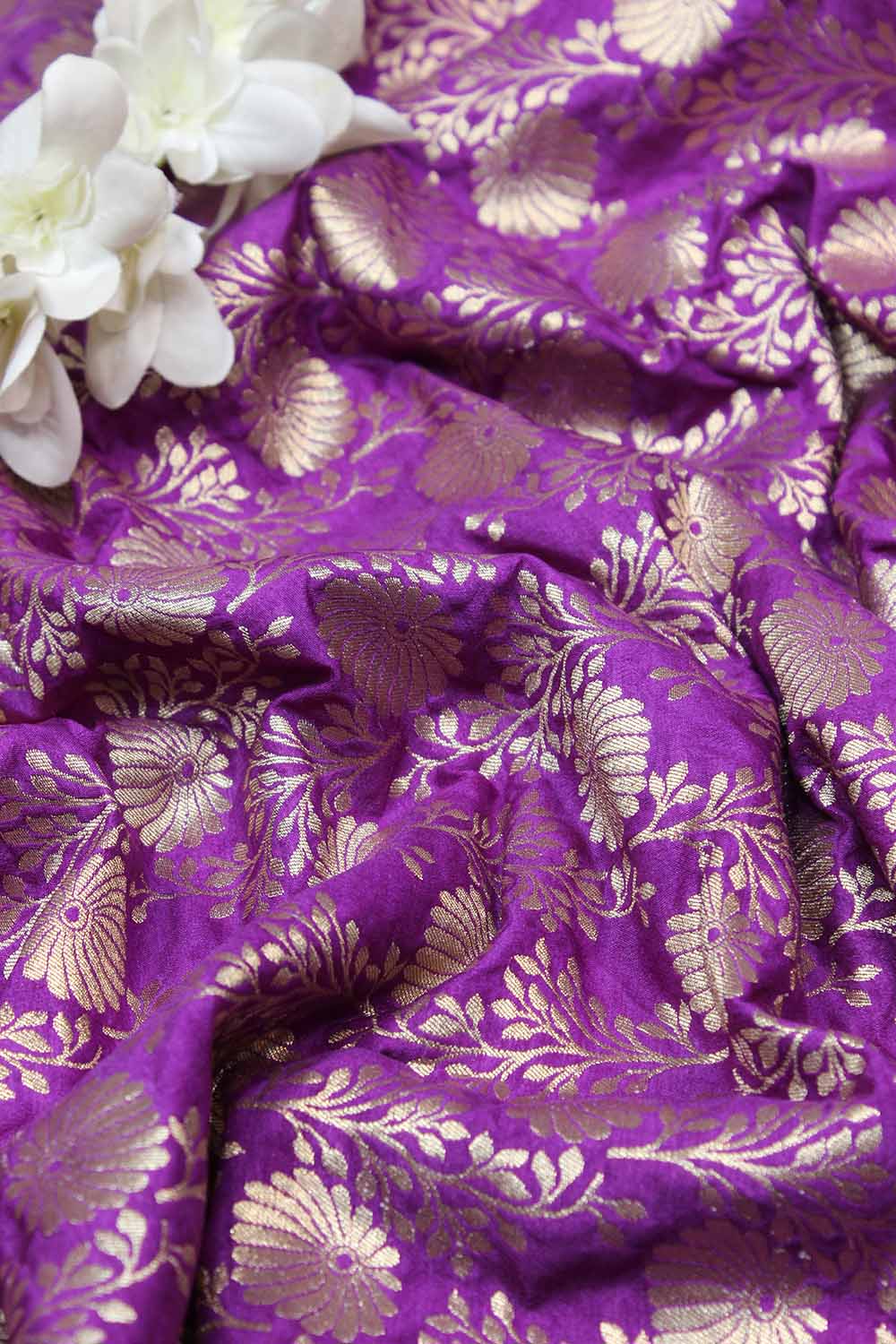 Purple Banarasi Silk Fabric (0.5 Mtr )