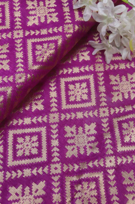 Purple Banarasi Silk Fabric ( 1 Mtr ) - Luxurion World