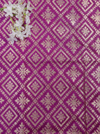 Purple Banarasi Silk Fabric ( 1 Mtr ) - Luxurion World