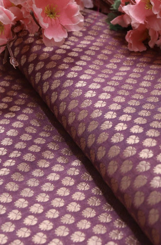 Purple Banarasi Silk Fabric ( 1 Mtr ) - Luxurion World