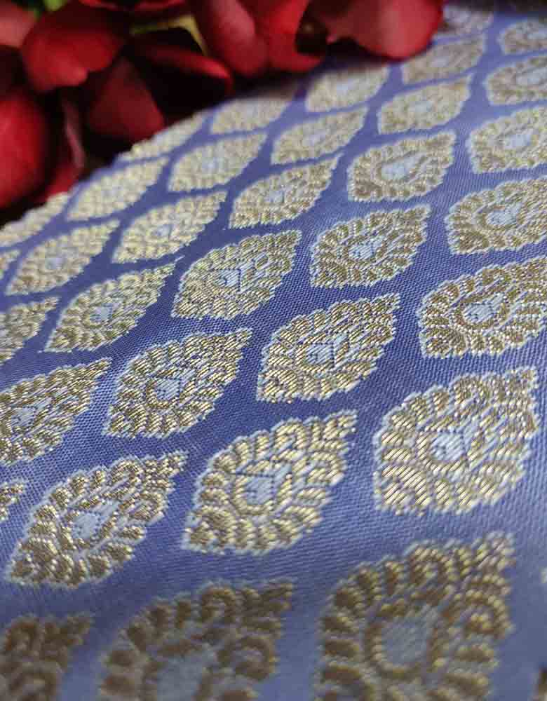 Purple Banarasi Silk Fabric (  1 Mtr ) - Luxurion World