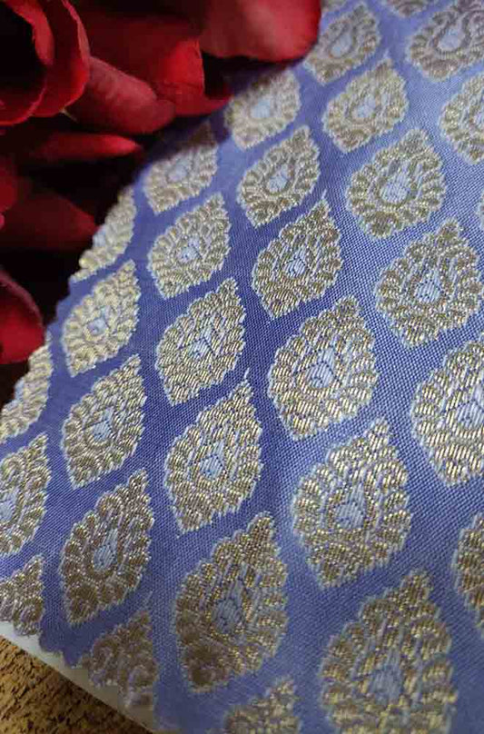 Purple Banarasi Silk Fabric (  1 Mtr ) - Luxurion World