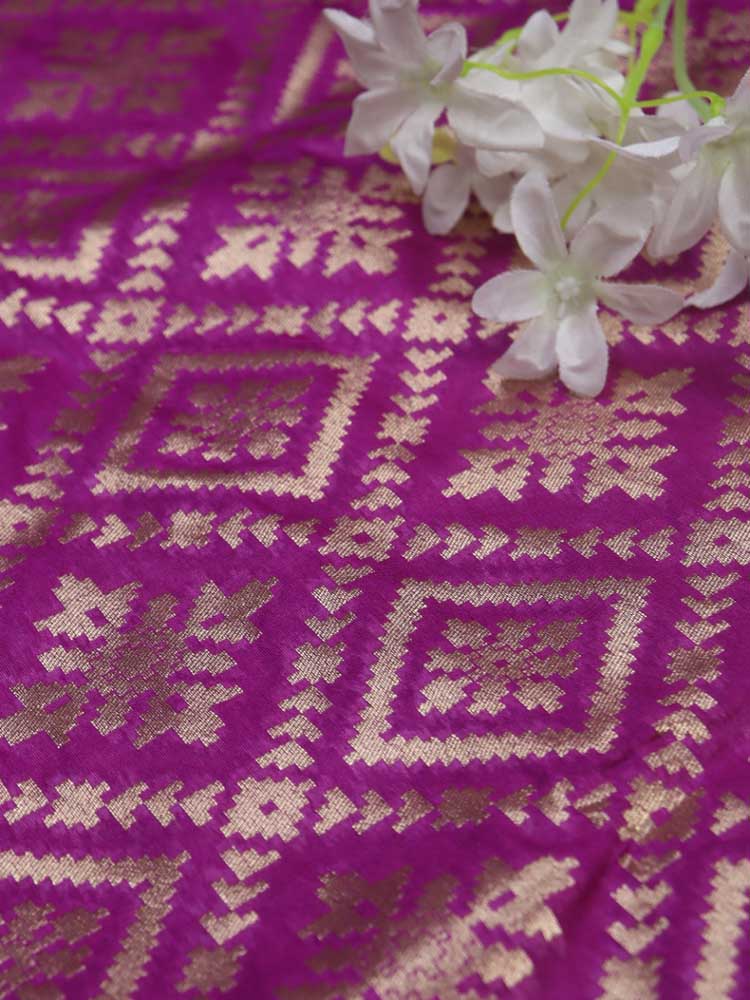 Purple Banarasi Silk Fabric ( 1 Mtr ) - Luxurion World