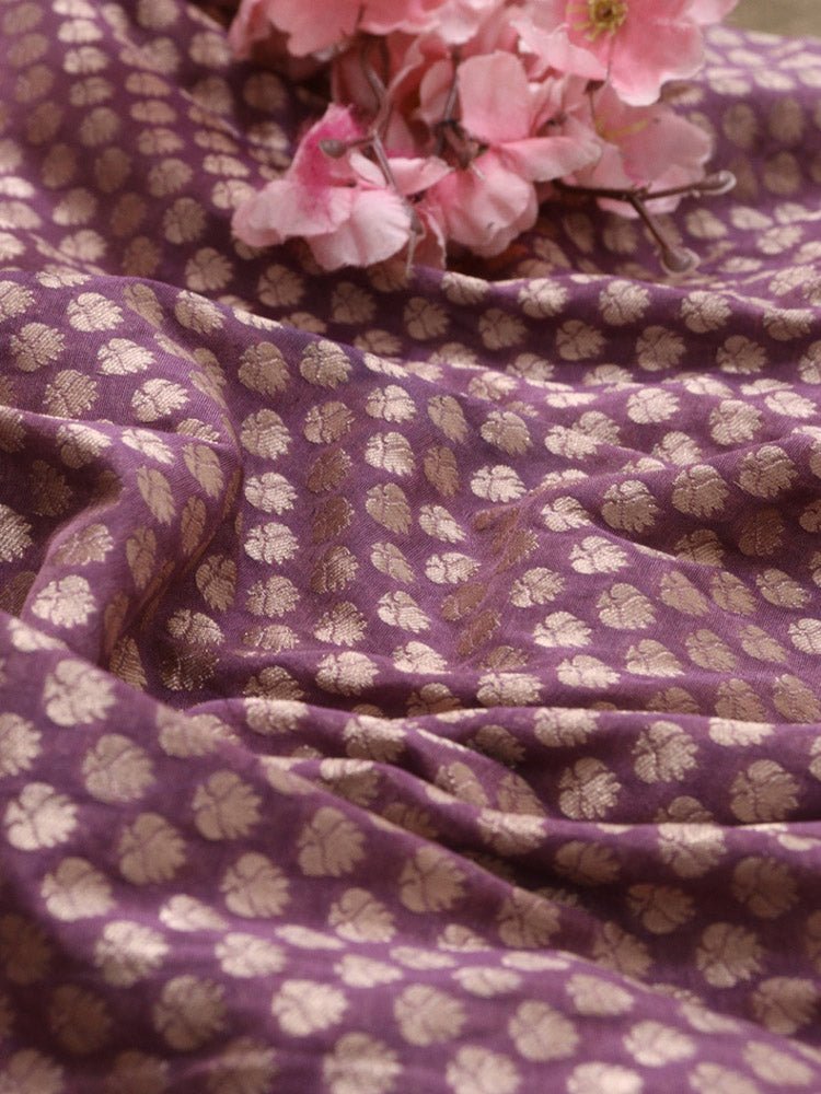 Purple Banarasi Silk Fabric ( 1 Mtr ) Luxurionworld