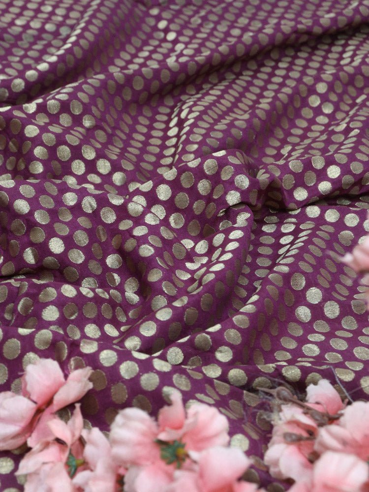 Purple Banarasi Silk Fabric ( 1 Mtr ) - Luxurion World