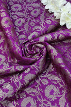 Purple Banarasi Silk Meenakari Fabric ( 1 Mtr ) - Luxurion World