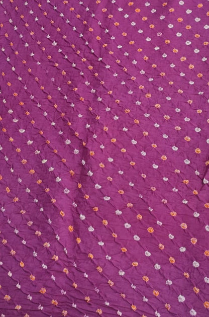 Purple Bandhani Cotton Silk Fabric (  1 Mtr )
