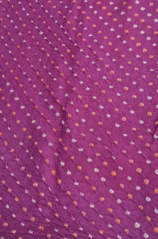 Purple Bandhani Cotton Silk Fabric (  1 Mtr ) - Luxurion World