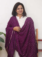 Purple Bandhani Modal Silk Dupatta - Luxurion World