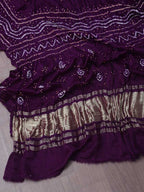Purple Bandhani Gajji Silk Dupatta - Luxurion World