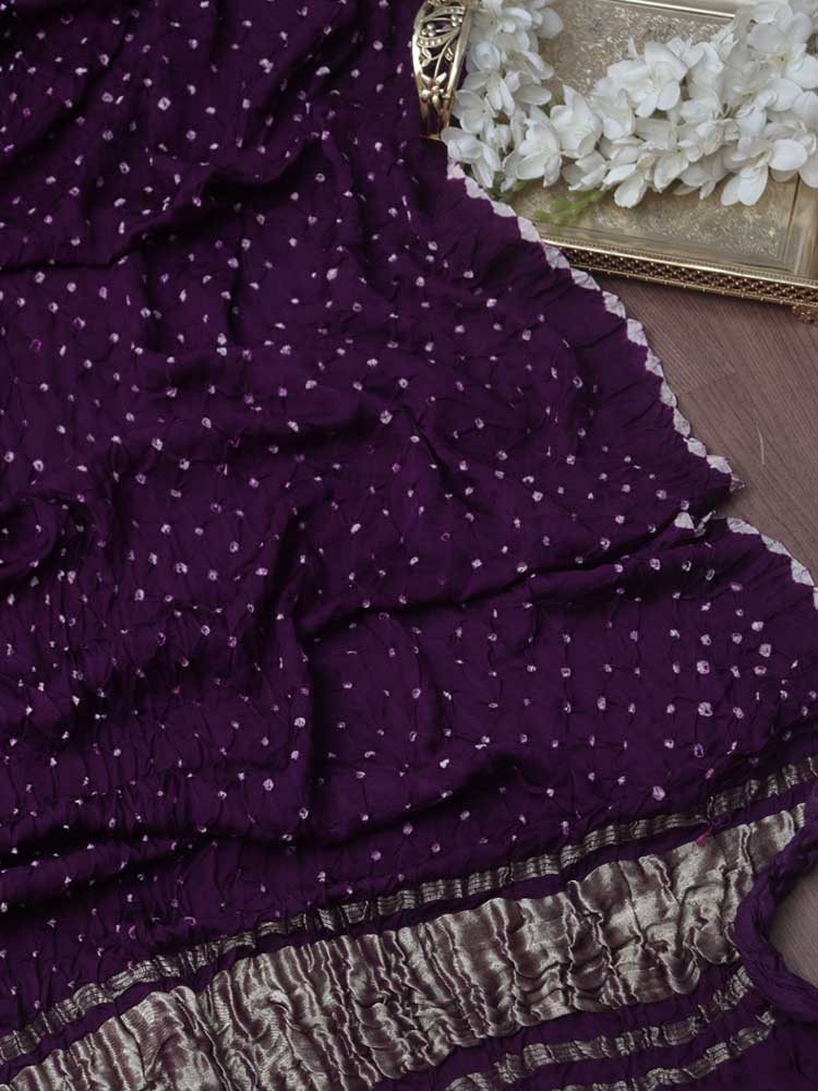 Purple Bandhani Modal Silk Dupatta - Luxurion World