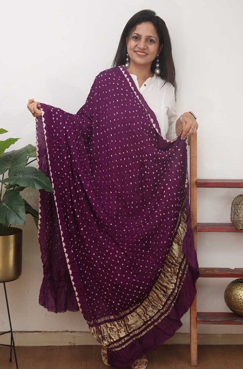Purple Bandhani Modal Silk Dupatta - Luxurion World