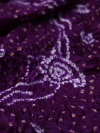 Purple Bandhani Gajji Silk Dupatta - Luxurion World