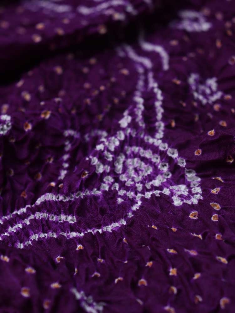 Purple Bandhani Gajji Silk Dupatta - Luxurion World