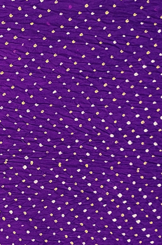Purple Bandhani Pure Gajji Silk Fabric ( 1 Mtr ) - Luxurion World