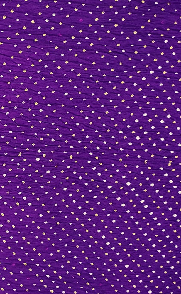 Purple Bandhani Pure Gajji Silk Fabric ( 1 Mtr ) - Luxurion World