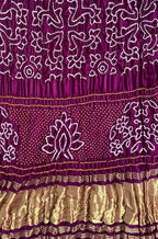 Purple Bandhani Pure Gajji Silk Rai Bhandhej Dupatta - Luxurion World