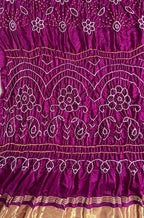 Purple Bandhani Pure Gajji Silk Rai Bhandhej Dupatta - Luxurion World