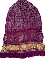 Purple Bandhani Pure Gajji Silk Rai Bhandhej Dupatta - Luxurion World