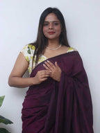 Purple Bengal Plain Cotton Saree - Luxurion World
