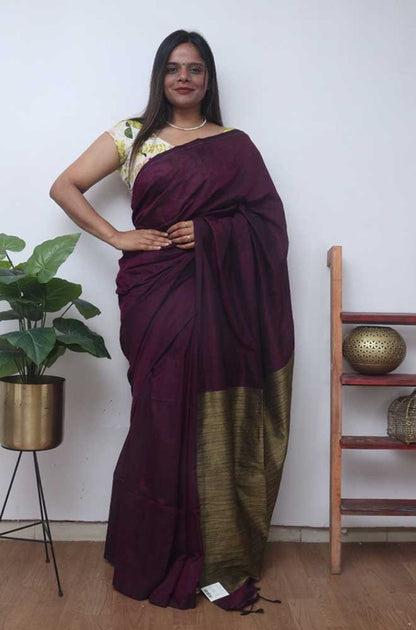 Purple Bengal Plain Cotton Saree - Luxurion World