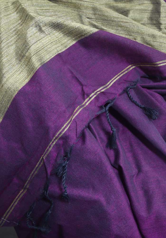 Purple Bengal Plain Cotton Saree