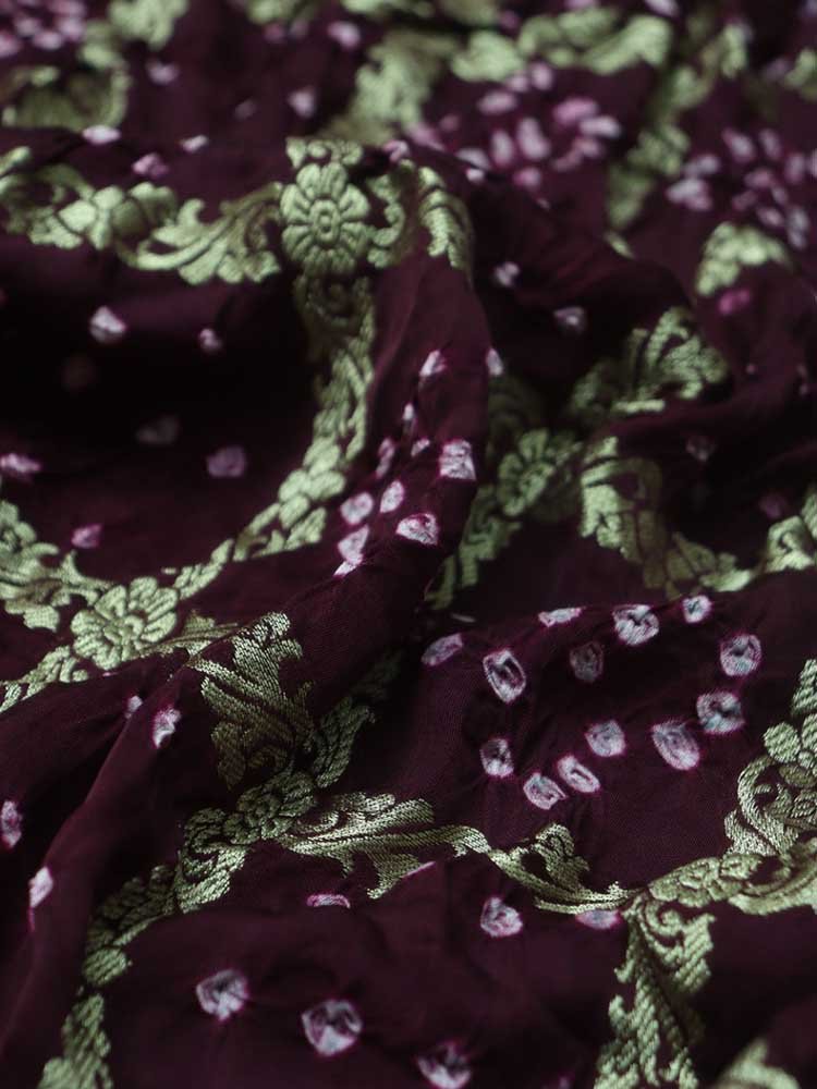 Purple Checks Bandhani Gajji Silk Gharchola Dupatta - Luxurion World