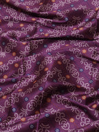 Purple Digital Printed Bandhani Design Tussar Silk Fabric (1Mtr) - Luxurion World