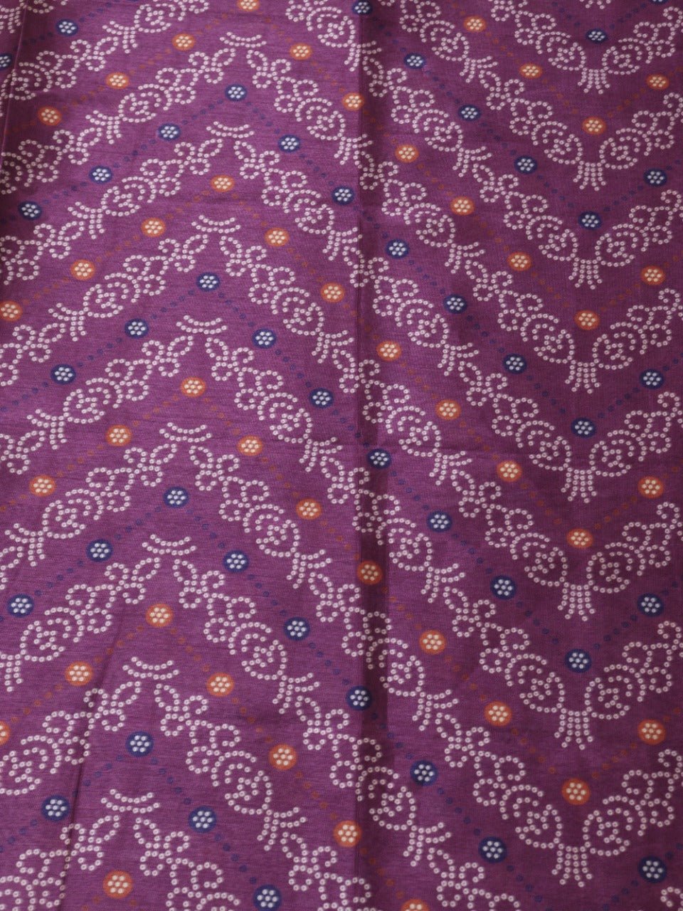 Purple Digital Printed Bandhani Design Tussar Silk Fabric (1Mtr) - Luxurion World