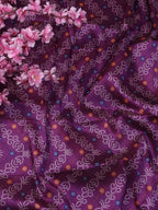 Purple Digital Printed Bandhani Design Tussar Silk Fabric (1Mtr) - Luxurion World