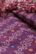 Purple Digital Printed Bandhani Design Tussar Silk Fabric (1Mtr) - Luxurion World