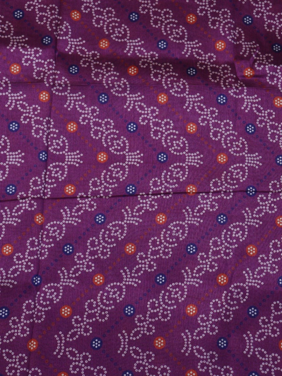 Purple Digital Printed Bandhani Design Tussar Silk Fabric (1Mtr) - Luxurion World