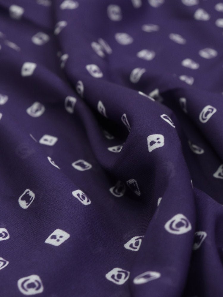 Purple Digital Printed Georgette Bandhani Design Fabric ( 2.5 Mtr ) - Luxurion World