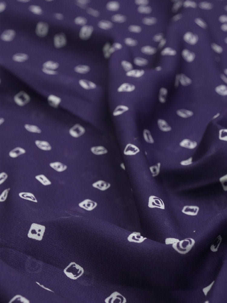 Purple Digital Printed Georgette Bandhani Design Fabric ( 2.5 Mtr ) - Luxurion World