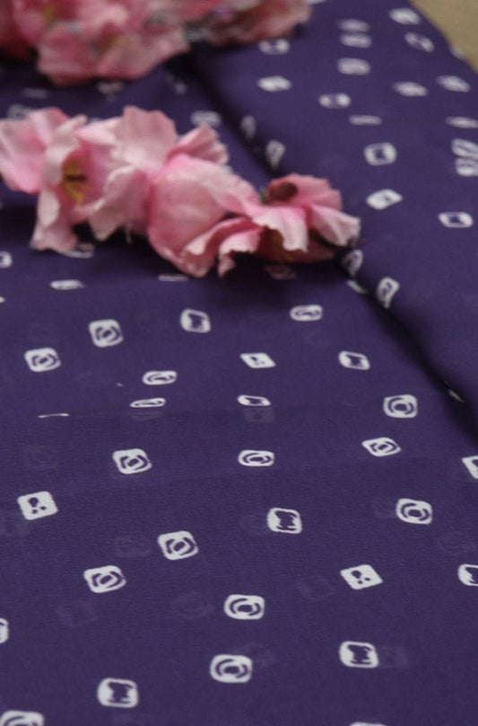 Purple Digital Printed Georgette Bandhani Design Fabric ( 2.5 Mtr ) - Luxurion World