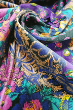 Purple Digital Printed Velvet Fabric (1Mtr) - Luxurion World