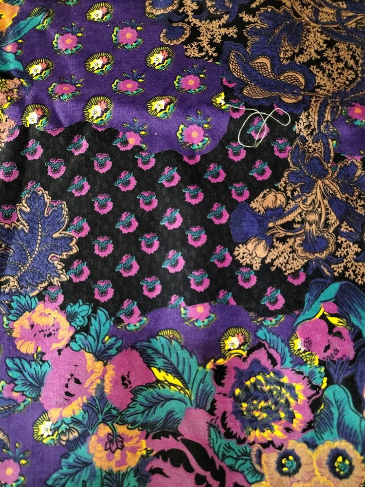 Purple Digital Printed Velvet Fabric (1Mtr) - Luxurion World
