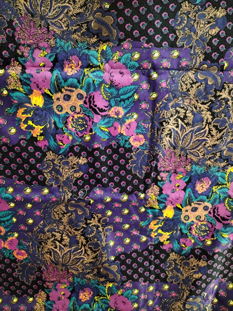 Purple Digital Printed Velvet Fabric (1Mtr) - Luxurion World