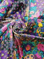 Purple Digital Printed Velvet Fabric (1Mtr) - Luxurion World