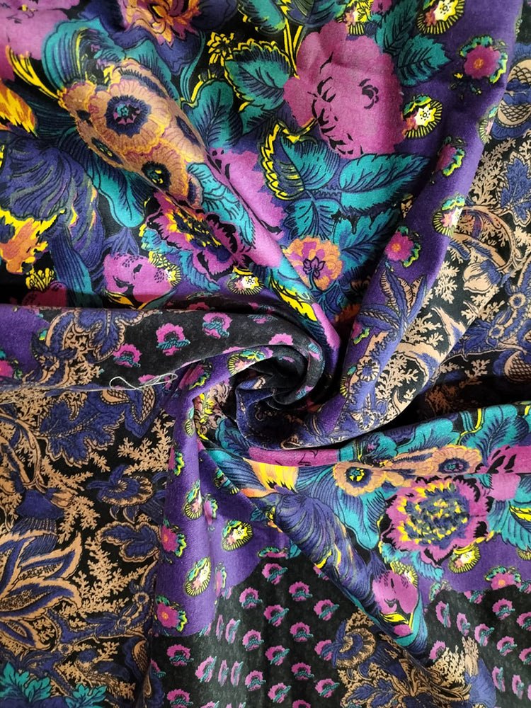 Purple Digital Printed Velvet Fabric (1Mtr) - Luxurion World