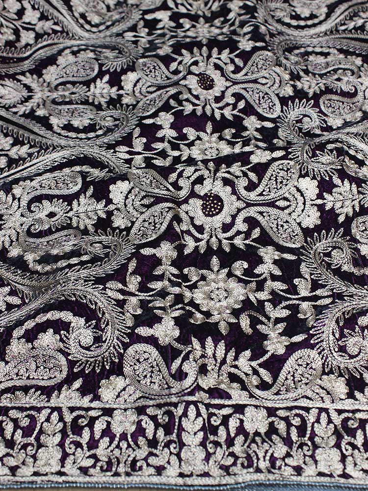 Purple Embroidered Trendy Velvet Dupatta