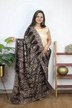 Purple Embroidered Trendy Velvet Dupatta - Luxurion World